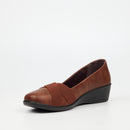 Butterfly Classics Isabella 1 Faux Leather Low Wedge - Chocolate footwear Butterfly Classics