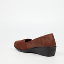 Butterfly Classics Isabella 1 Faux Leather Low Wedge - Chocolate footwear Butterfly Classics