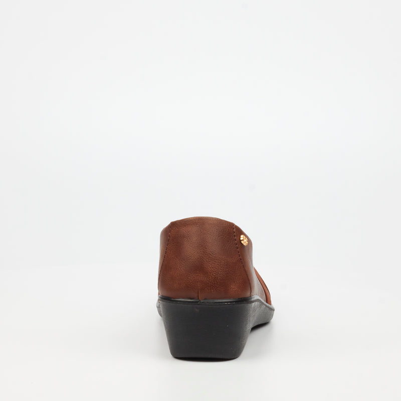 Butterfly Classics Isabella 1 Faux Leather Low Wedge - Chocolate footwear Butterfly Classics