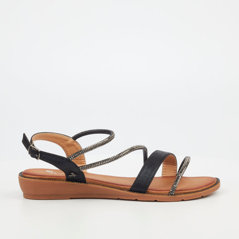 Butterfly Feet Iva 2 Flat Sandal - Black footwear Butterfly Feet   