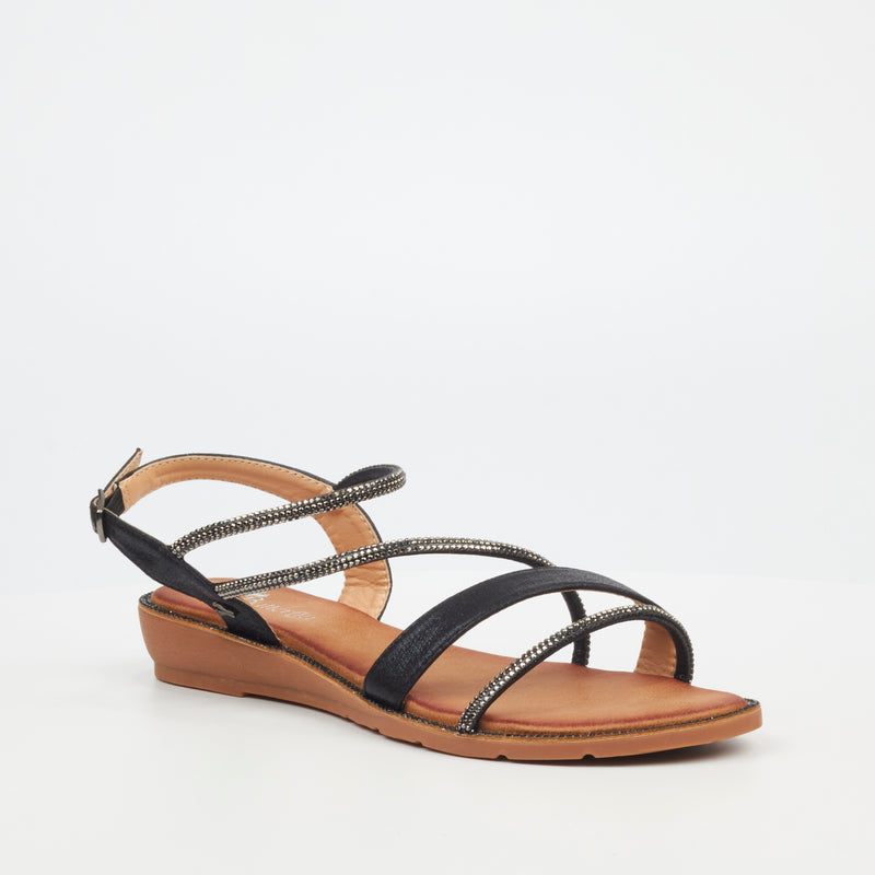 Butterfly Feet Iva 2 Flat Sandal - Black footwear Butterfly Feet   