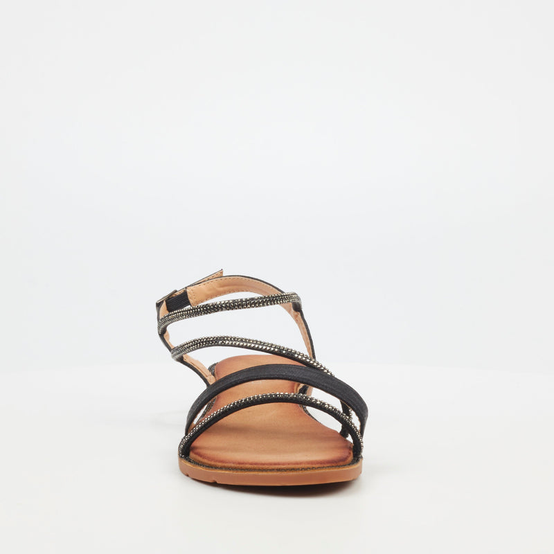 Butterfly Feet Iva 2 Flat Sandal - Black footwear Butterfly Feet   