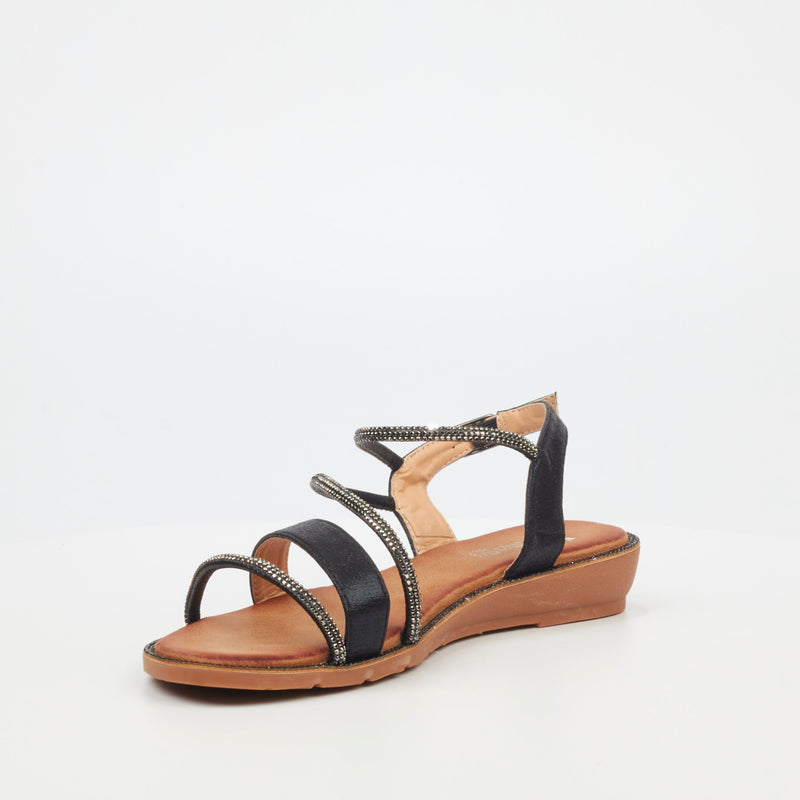 Butterfly Feet Iva 2 Flat Sandal - Black footwear Butterfly Feet   