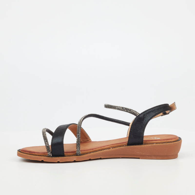 Butterfly Feet Iva 2 Flat Sandal - Black footwear Butterfly Feet   