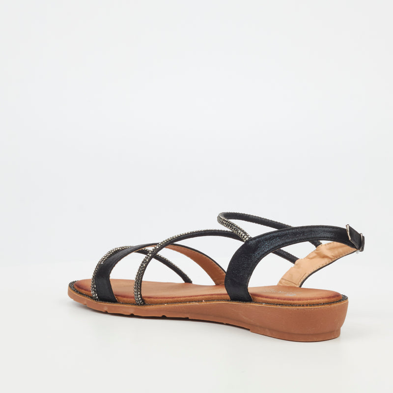 Butterfly Feet Iva 2 Flat Sandal - Black footwear Butterfly Feet   