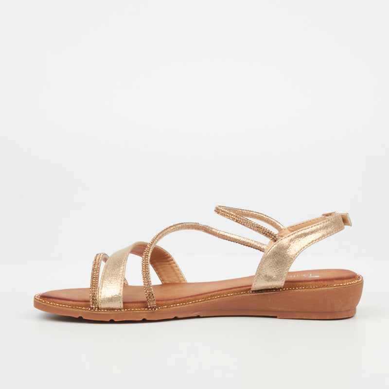 Butterfly Feet Iva 2 Flat Sandal - Gold footwear Butterfly Feet   