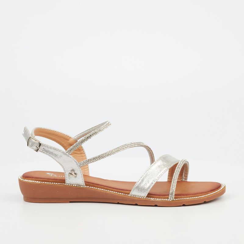 Butterfly Feet Iva 2 Flat Sandal - Silver footwear Butterfly Feet   