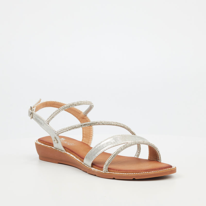 Butterfly Feet Iva 2 Flat Sandal - Silver footwear Butterfly Feet   