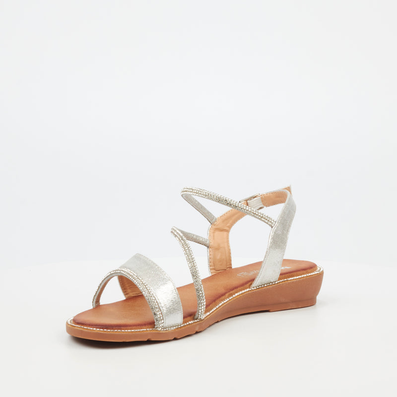 Butterfly Feet Iva 2 Flat Sandal - Silver footwear Butterfly Feet   