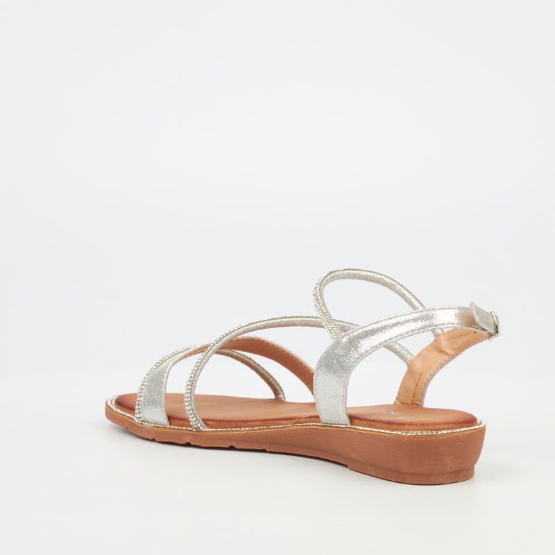 Butterfly Feet Iva 2 Flat Sandal - Silver footwear Butterfly Feet   