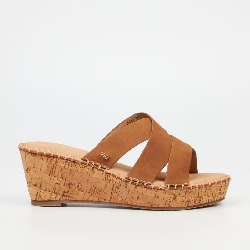 Miss Black Jayda 7 Wedge - Brown footwear Miss Black   