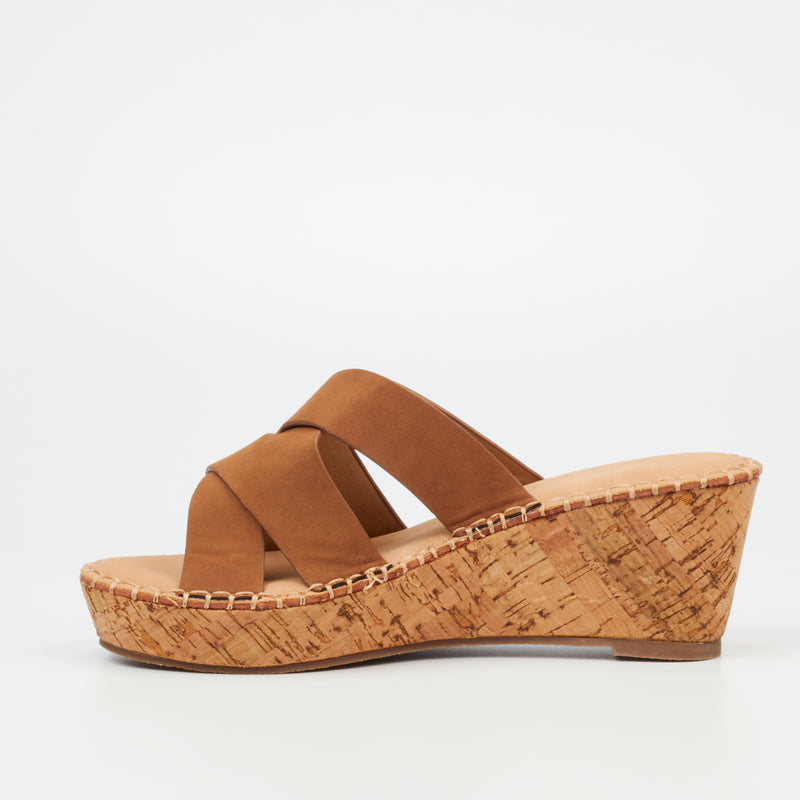 Miss Black Jayda 7 Wedge - Brown footwear Miss Black   