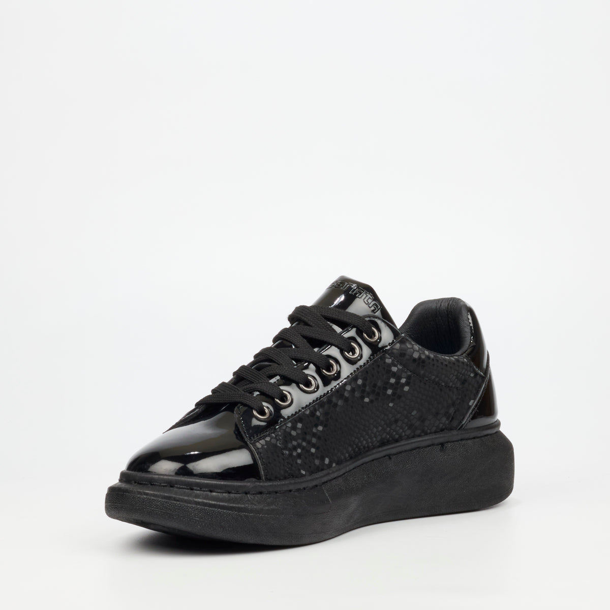 Mazerata Kelvis 6 Faux Patent / Snake Sneaker -  Black