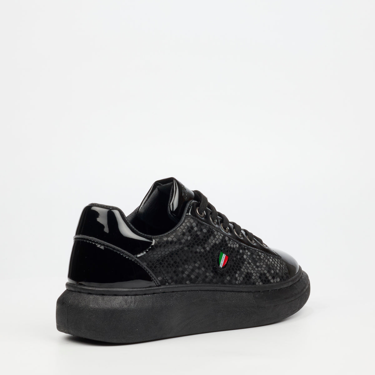 Mazerata Kelvis 6 Faux Patent / Snake Sneaker -  Black