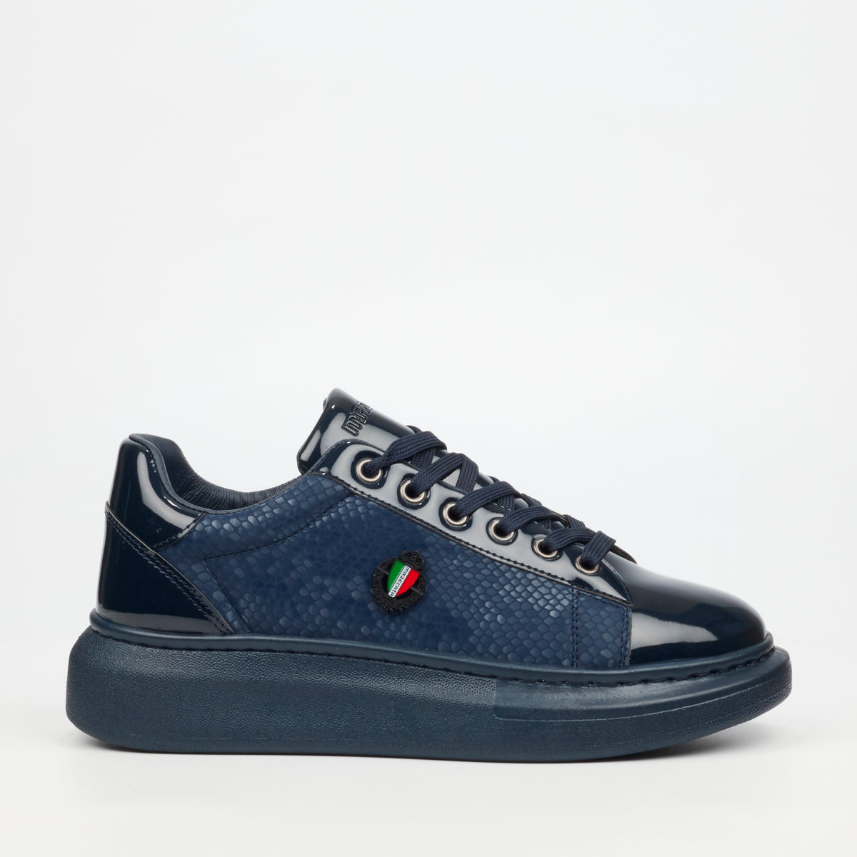 Mazerata Kelvis 6 Faux Patent / Snake Sneakers -  Navy
