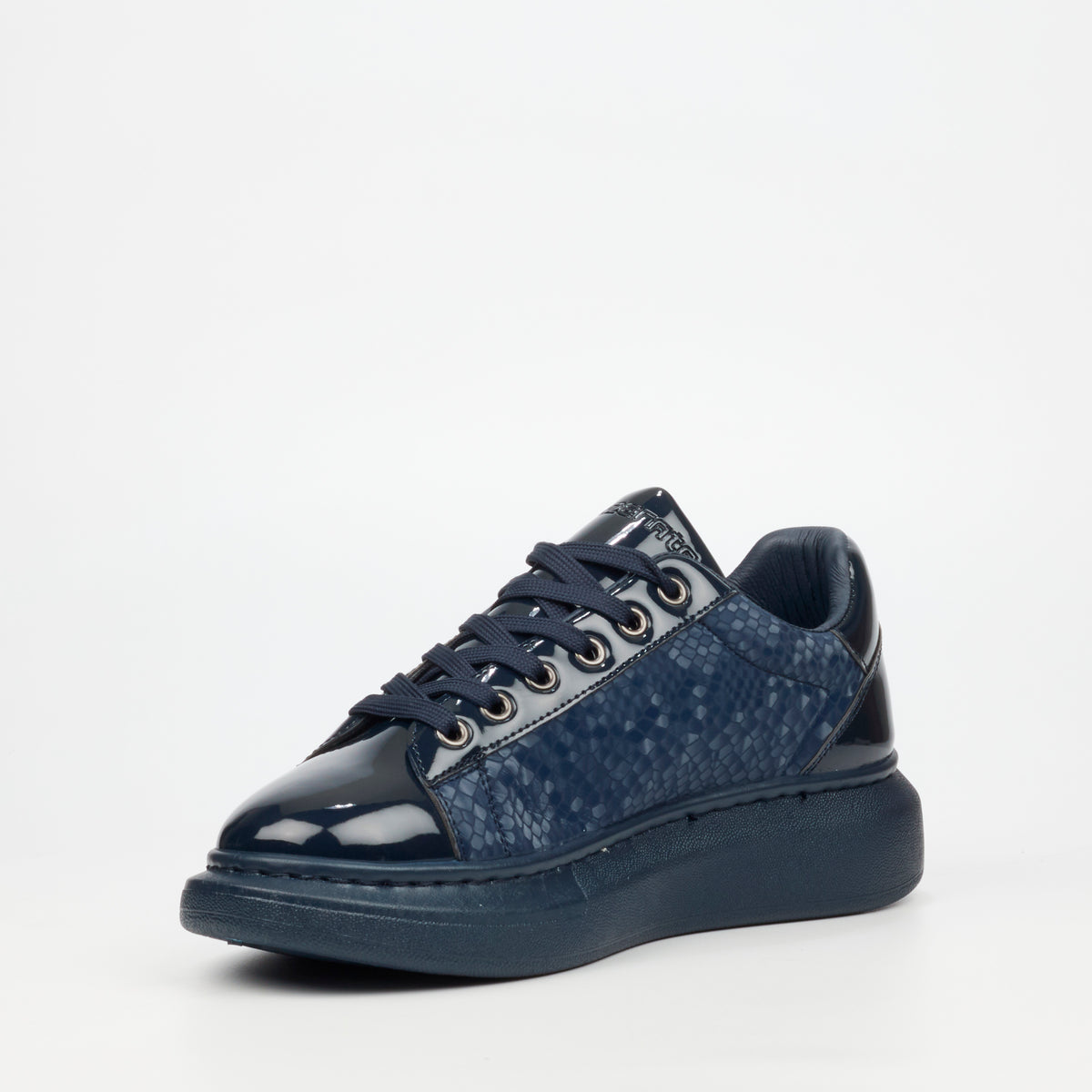 Mazerata Kelvis 6 Faux Patent / Snake Sneakers -  Navy