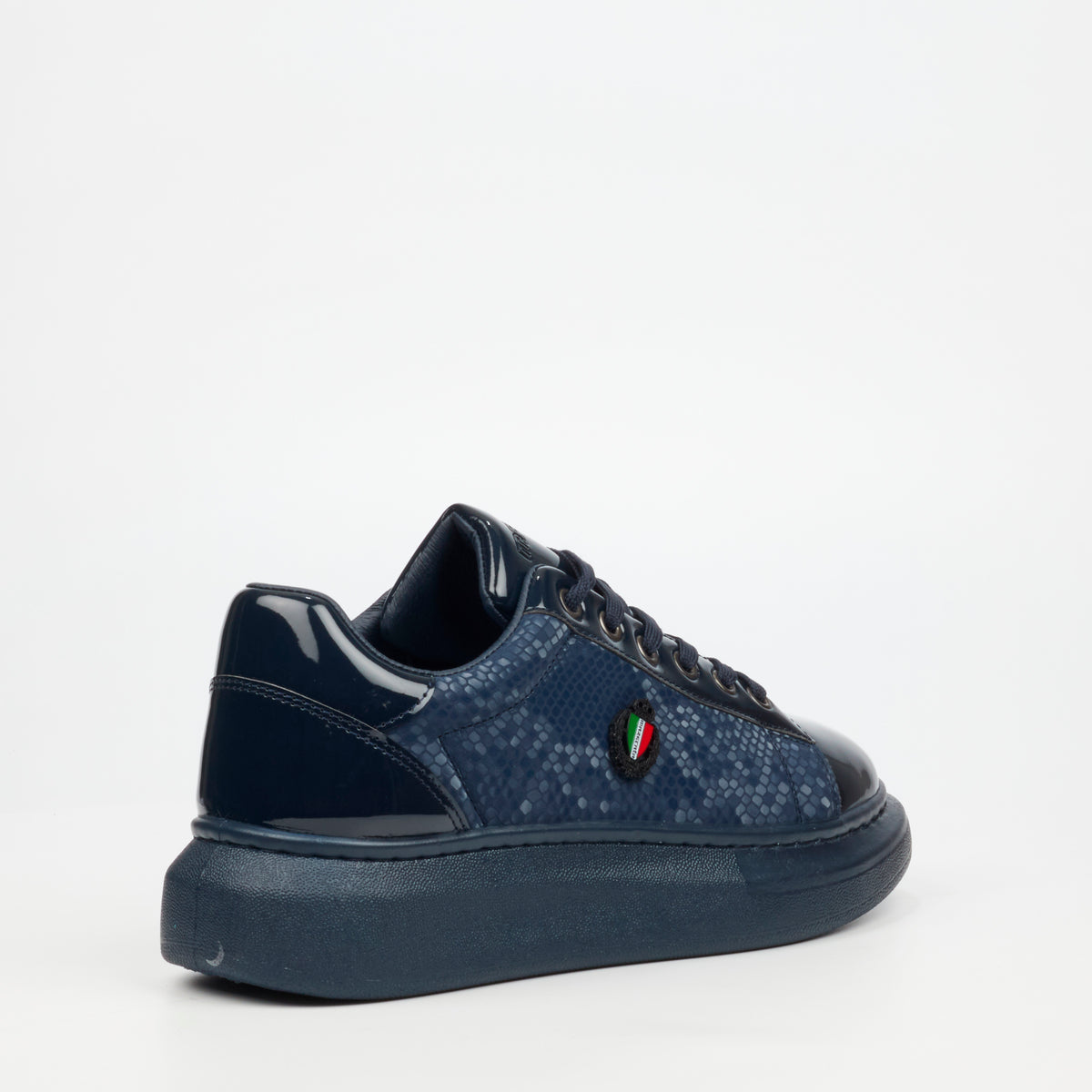 Mazerata Kelvis 6 Faux Patent / Snake Sneakers -  Navy