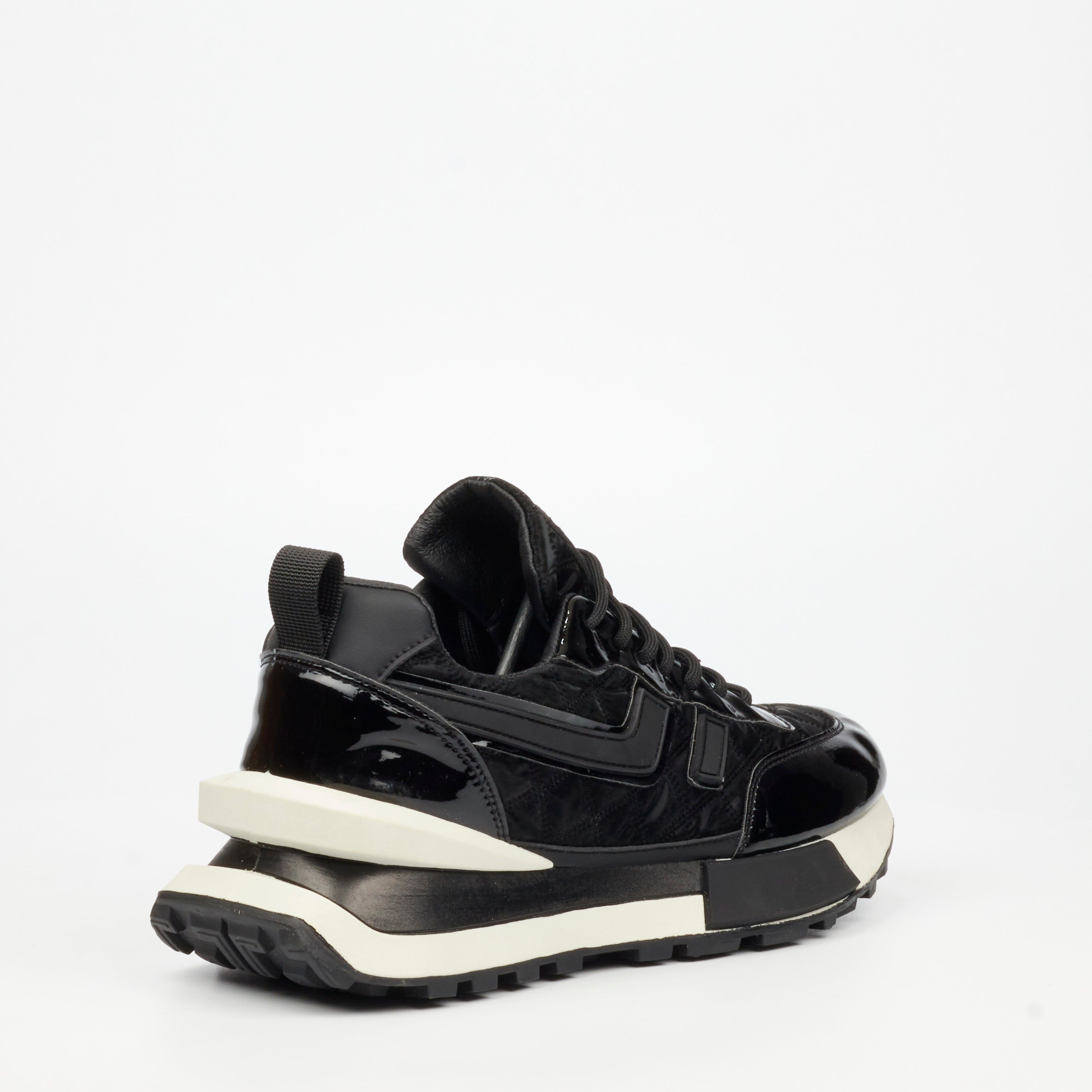 Urbanart Lattitude 3 Faux Patent / Nylon Sneaker - Black