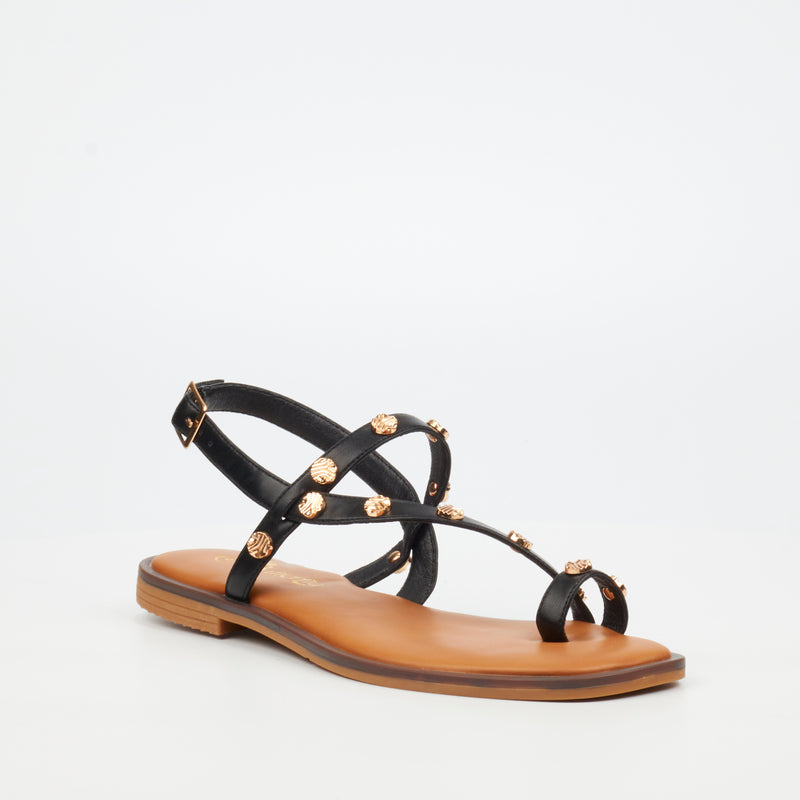 Butterfly Feet Leslie 1 Flat Sandal - Black footwear Butterfly Feet