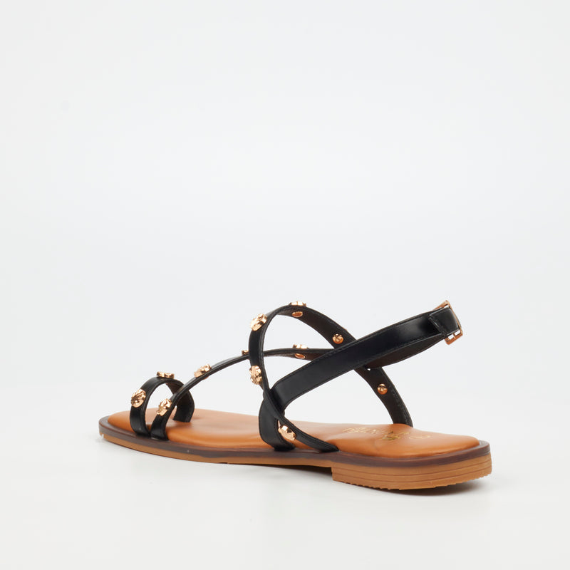 Butterfly Feet Leslie 1 Flat Sandal - Black footwear Butterfly Feet