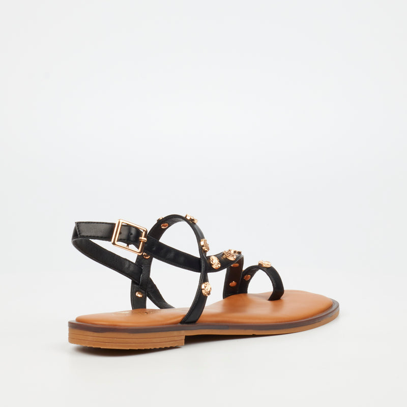 Butterfly Feet Leslie 1 Flat Sandal - Black footwear Butterfly Feet