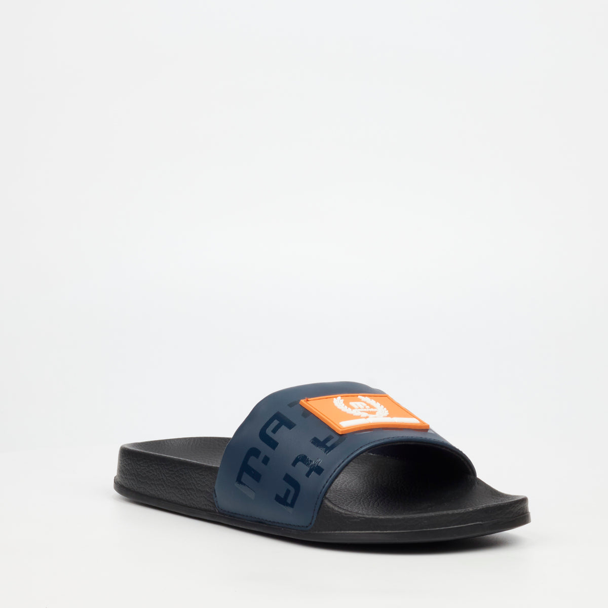 Mazerata Lido 3 Faux Leather Flat Sandal - Navy footwear Mazerata