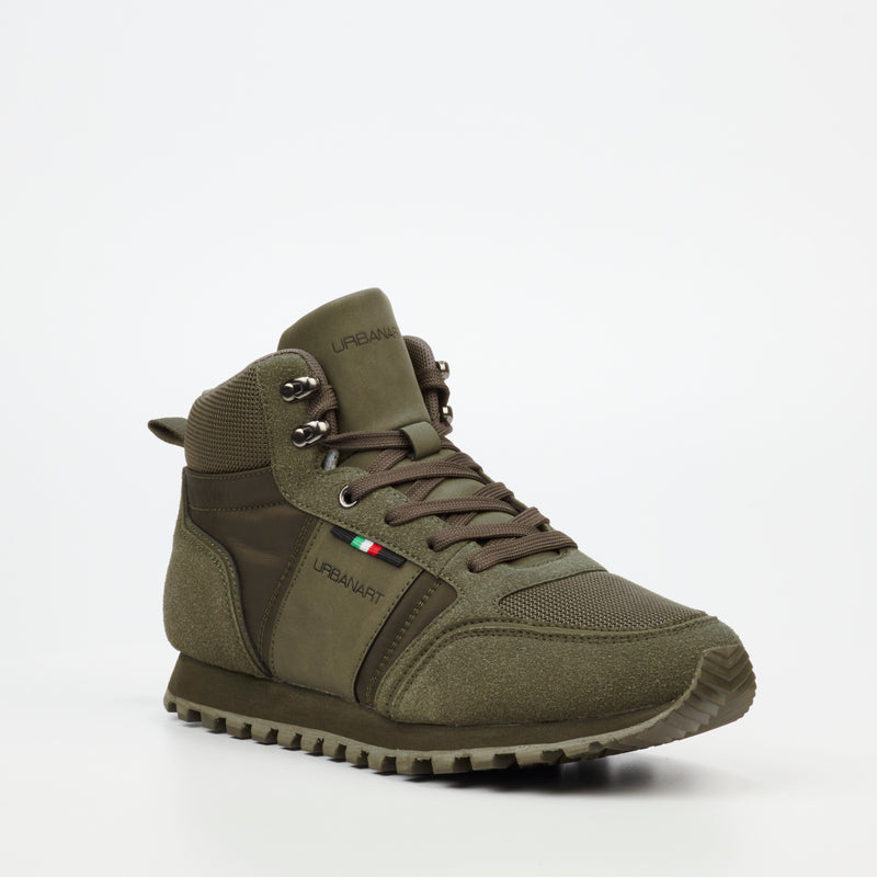 Mazerata Luther 1 Faux Nubuck / Lycra Sneaker - Olive footwear Mazerata