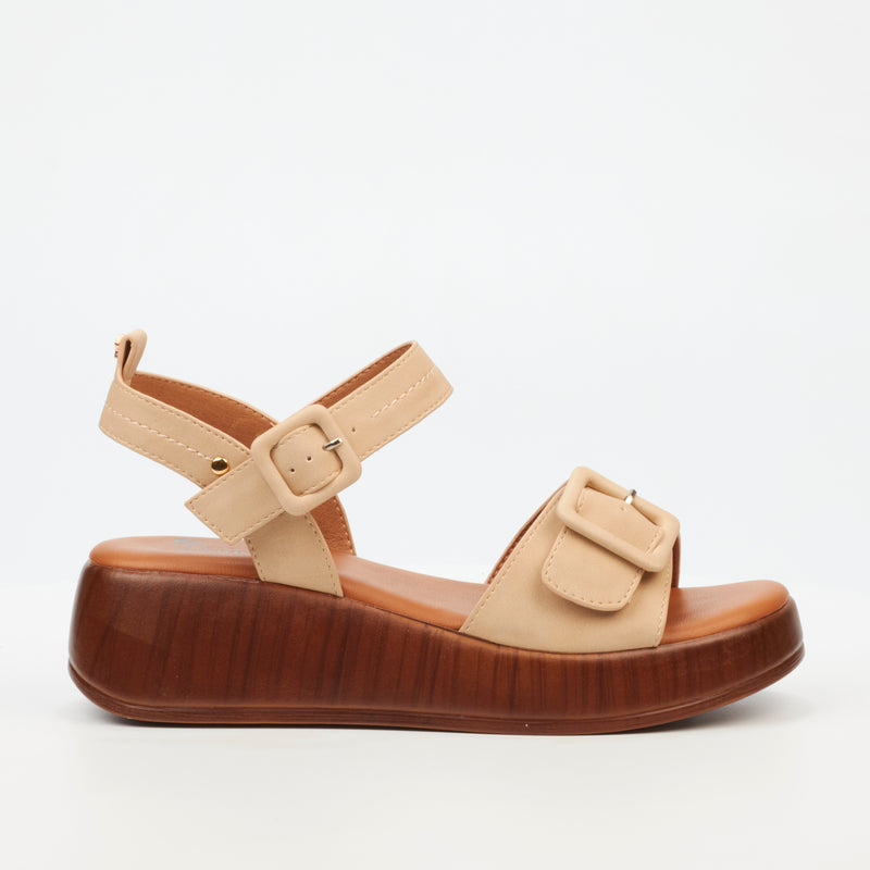 Butterfly Feet Mika 1 Flatform - Beige footwear Butterfly Feet   