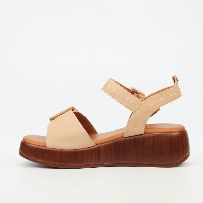 Butterfly Feet Mika 1 Flatform - Beige footwear Butterfly Feet   