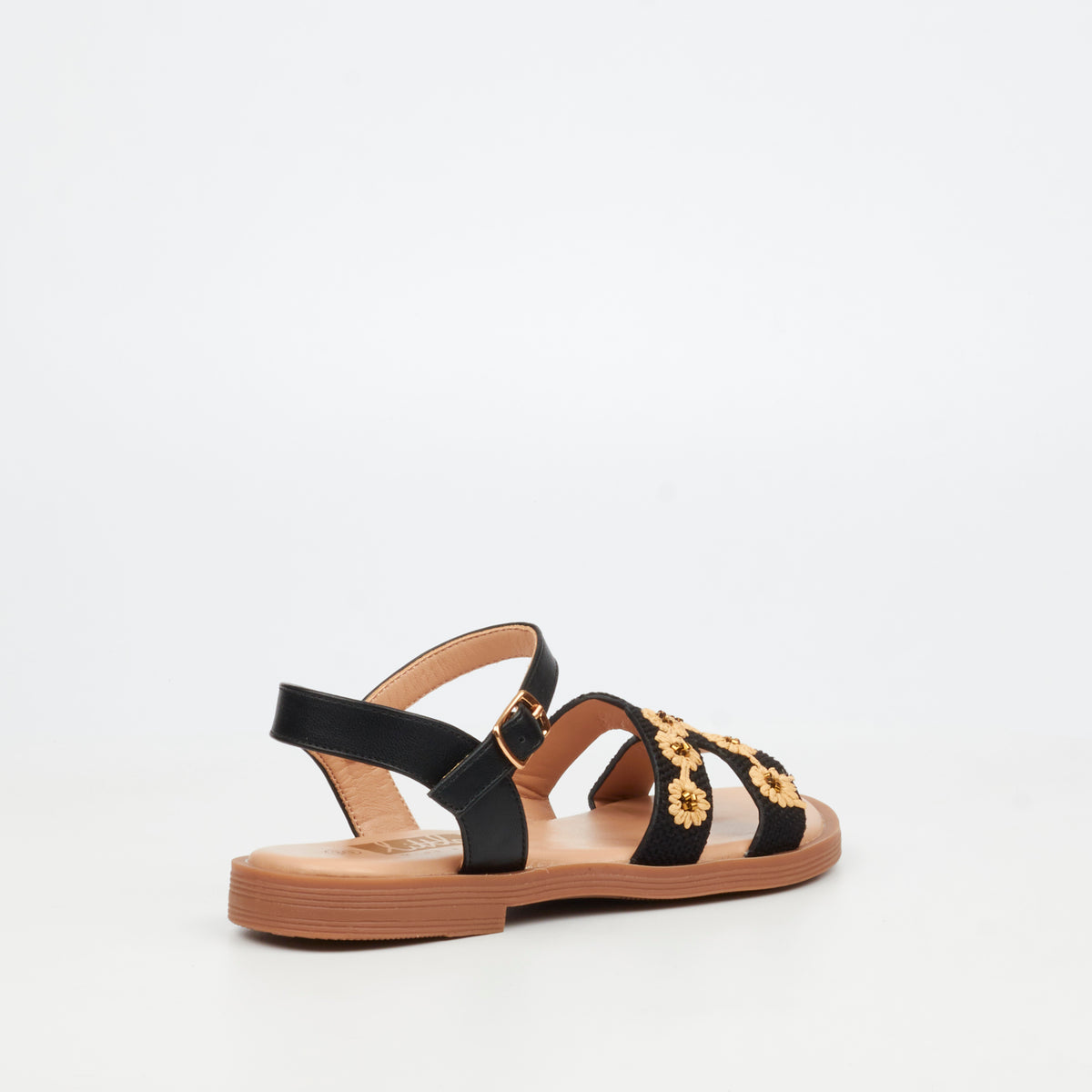 Little Miss Black Mona 1 Flat Sandal - Black