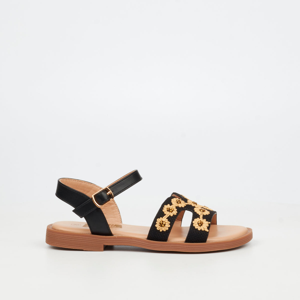 Little Miss Black Mona 1 Flat Sandal - Black
