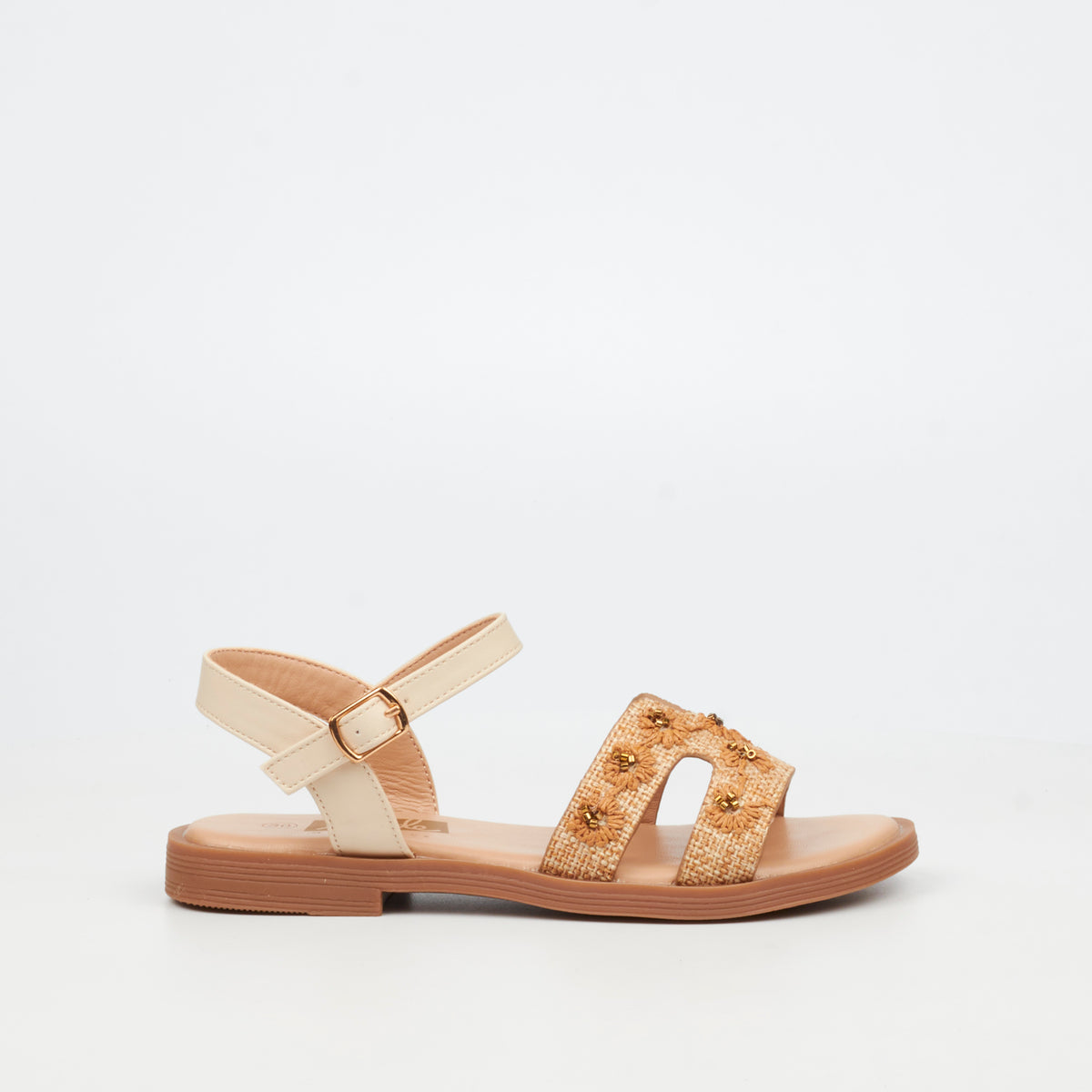 Little Miss Black Mona 1 Flat Sandal - Natural