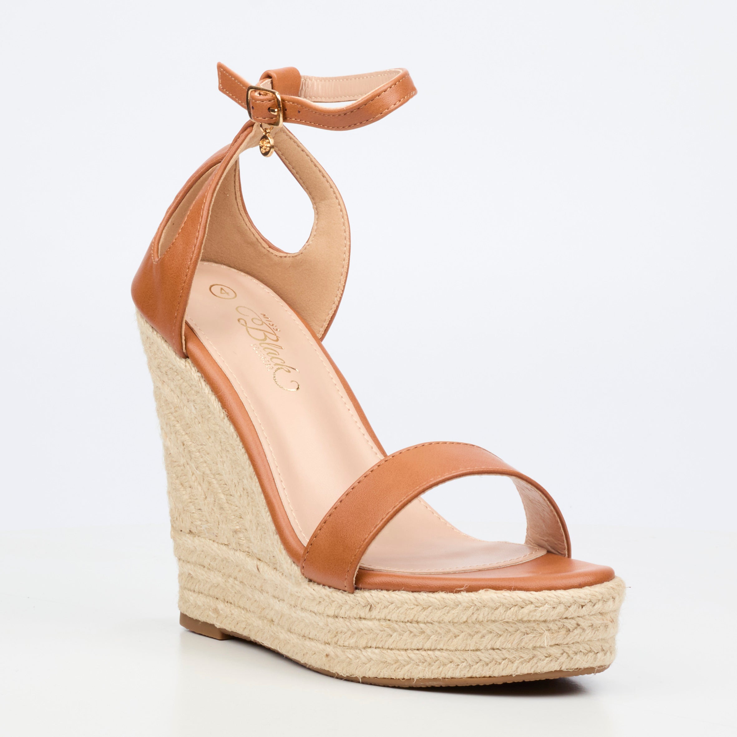 Miss Black Moniker 12 Wedge - Tan footwear Miss Black