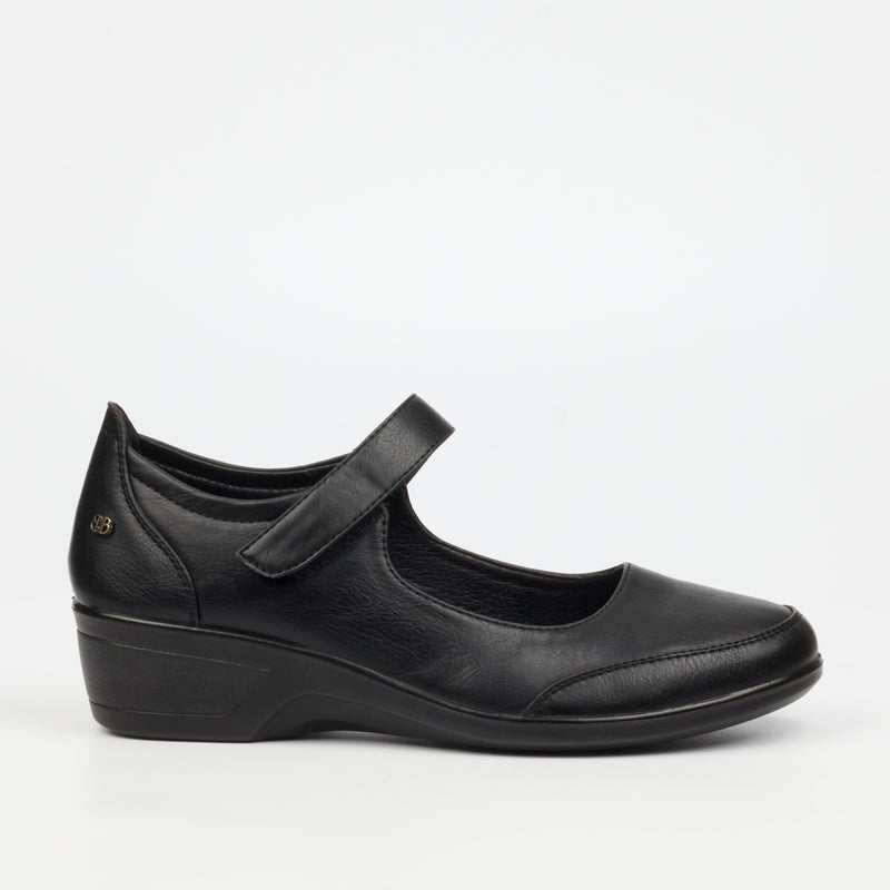 Butterfly Classics Moxie 1 Faux Leather Low Wedge - Black footwear Butterfly Classics