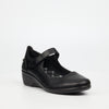 Butterfly Classics Moxie 1 Faux Leather Low Wedge - Black footwear Butterfly Classics