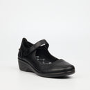 Butterfly Classics Moxie 1 Faux Leather Low Wedge - Black footwear Butterfly Classics