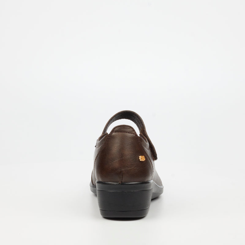 Butterfly Classics Moxie 1 Faux Leather Low Wedge - Chocolate footwear Butterfly Classics