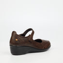 Butterfly Classics Moxie 1 Faux Leather Low Wedge - Chocolate footwear Butterfly Classics
