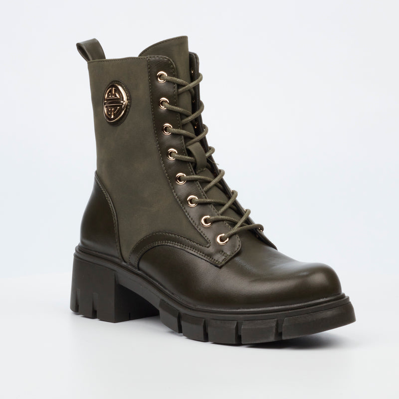 Miss Black Odyssey 3 Ankle Boot - Olive footwear Miss Black   