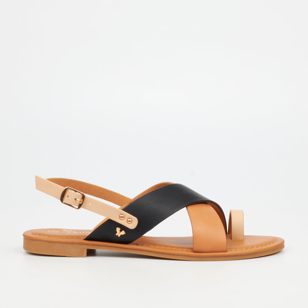 Butterfly Feet Palms 2 Flat Sandals - Black footwear Butterfly Feet