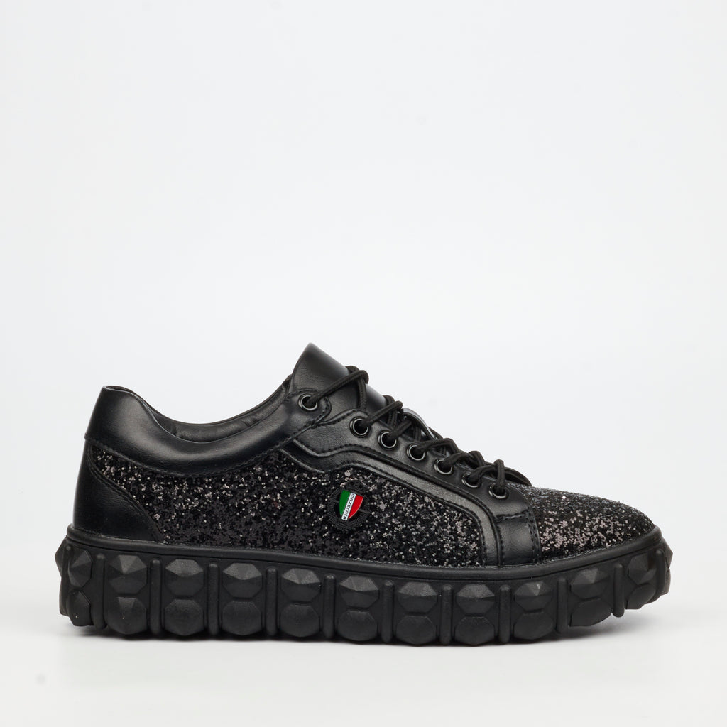 Mazerata Pigale 10 Rhinestone Sneaker - Black footwear Mazerata