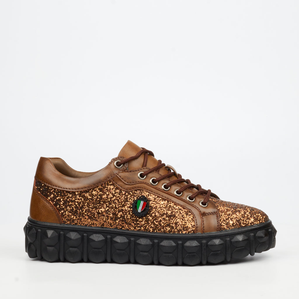 Mazerata Pigale 10 Rhinestone Sneaker - Brown footwear Mazerata