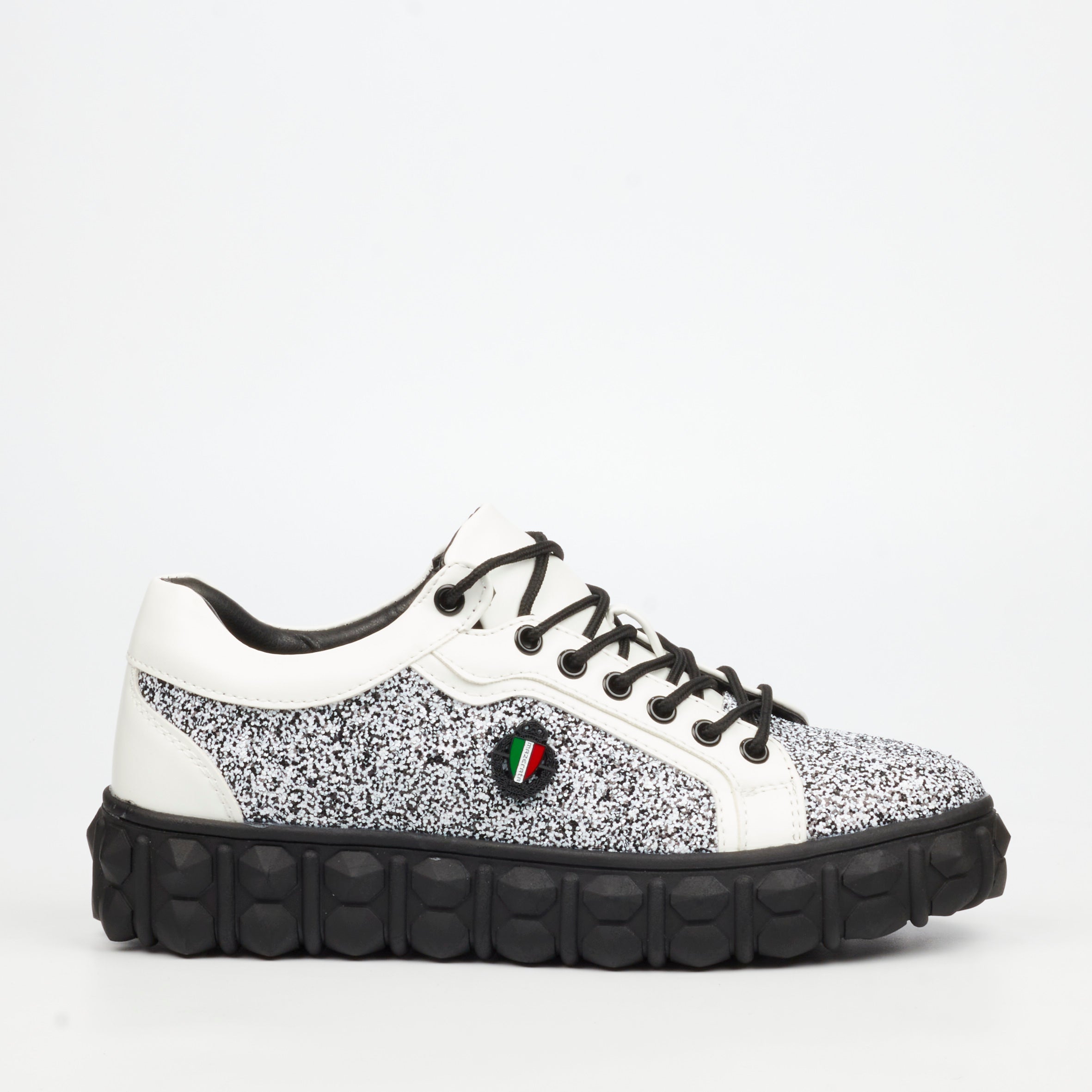 Mazerata Pigale 10 Rhinestone Sneaker - White footwear Mazerata