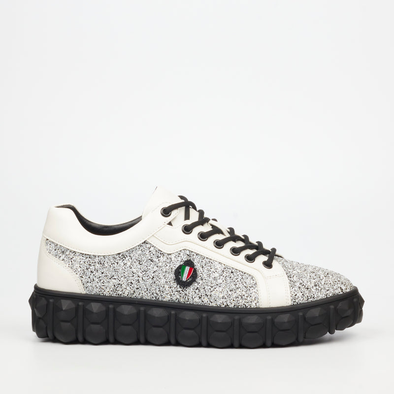 Mazerata Pigale 10 Rhinestone Sneaker - White footwear Mazerata