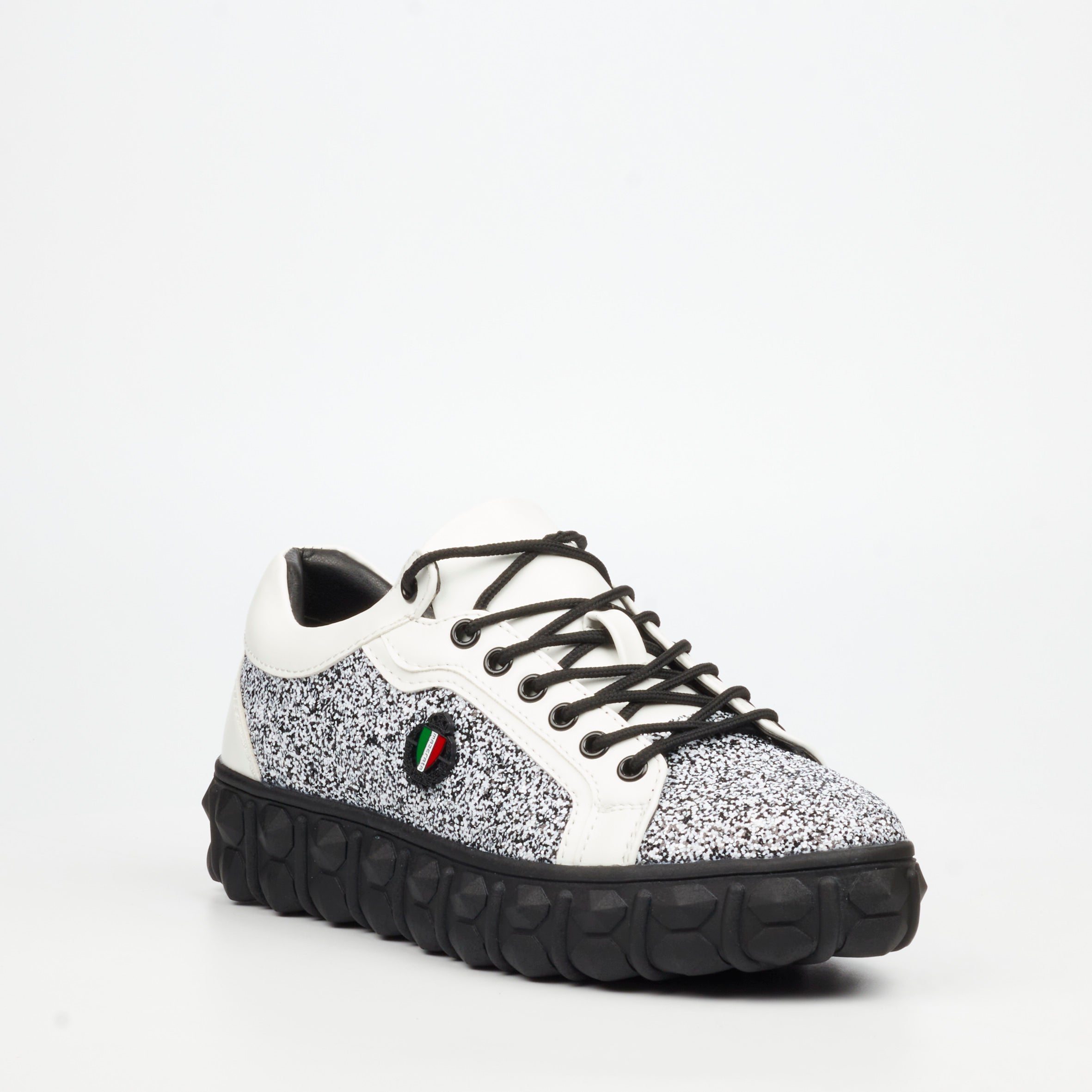 Mazerata Pigale 10 Rhinestone Sneaker - White footwear Mazerata
