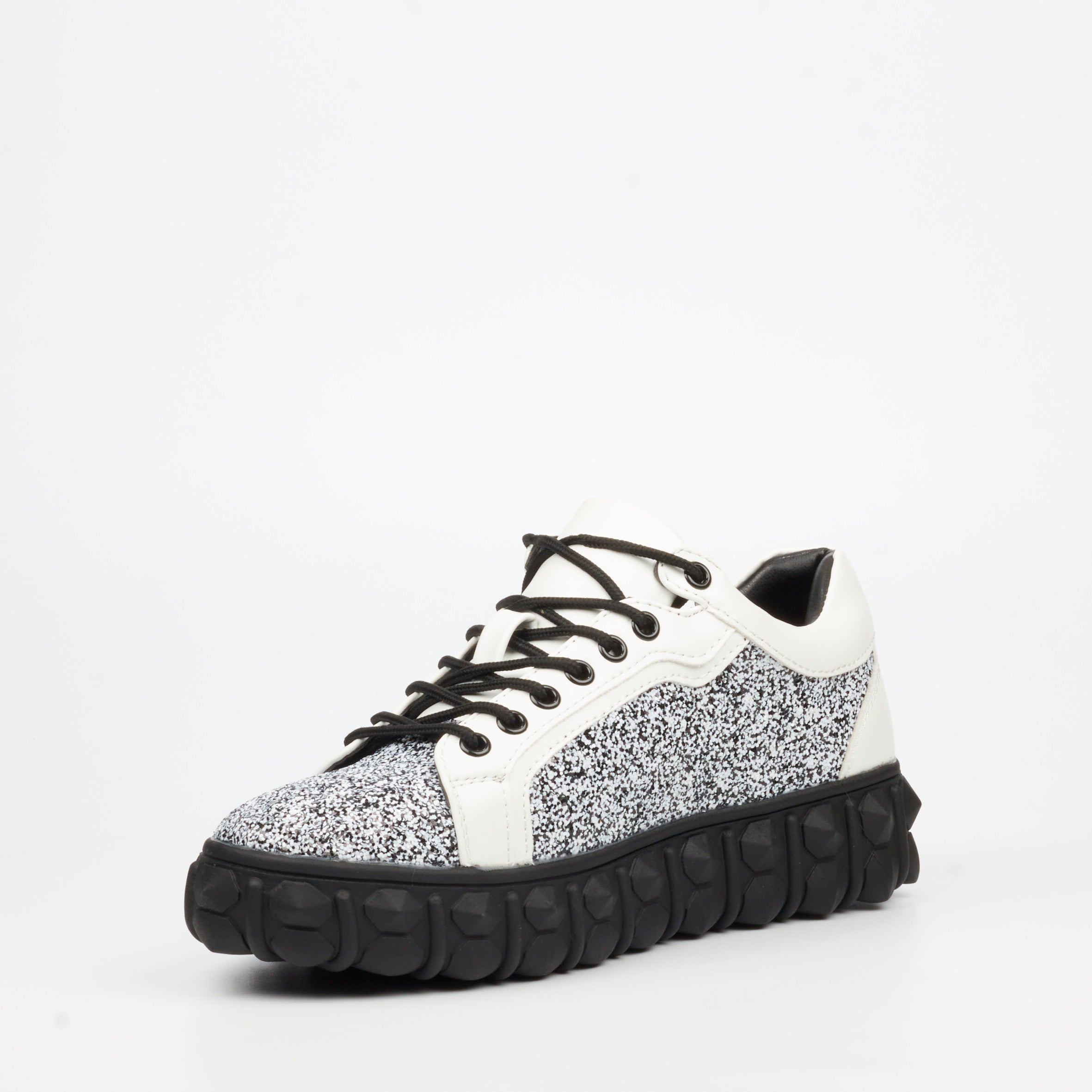 Mazerata Pigale 10 Rhinestone Sneaker - White footwear Mazerata