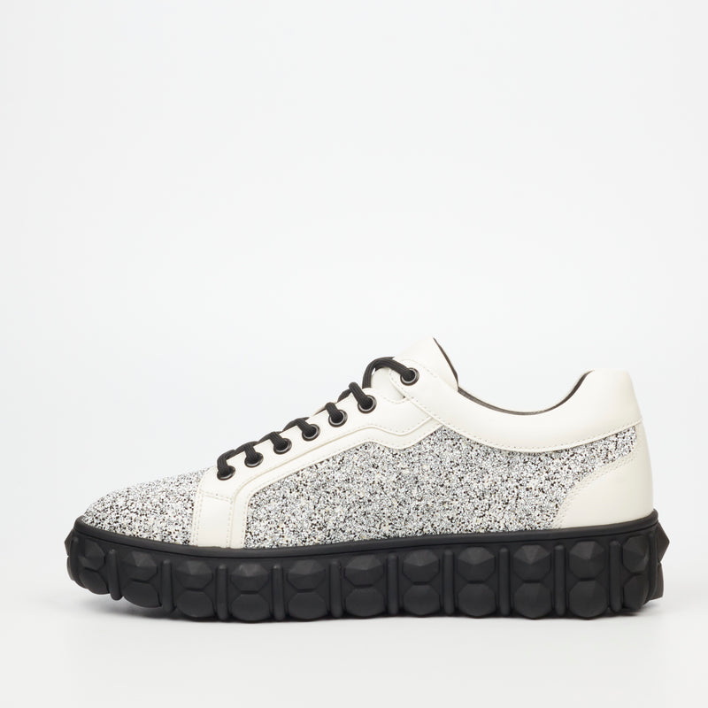 Mazerata Pigale 10 Rhinestone Sneaker - White footwear Mazerata