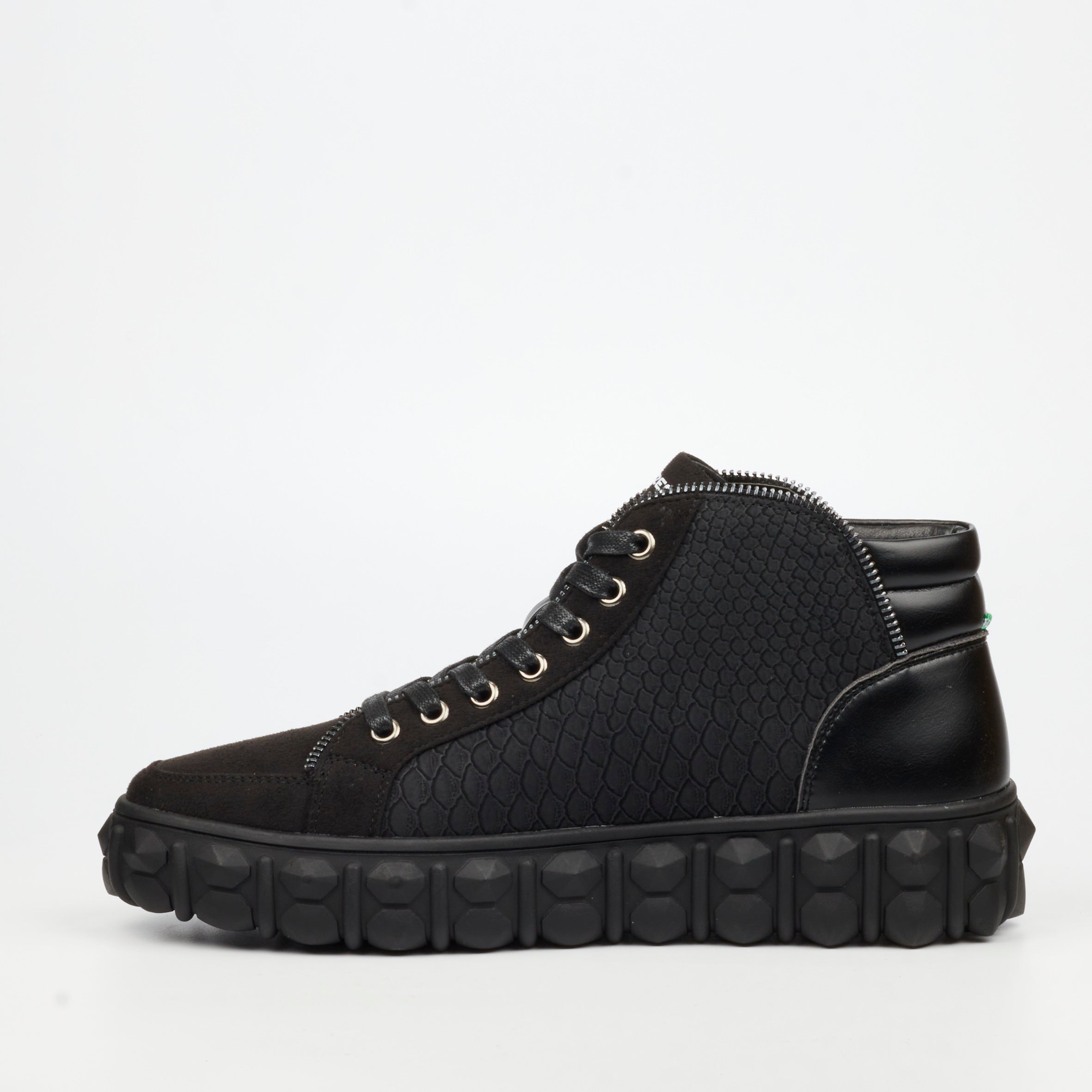 Mazerata Pigale 15 Faux Suede / Print Ankle Boot - Black footwear Mazerata