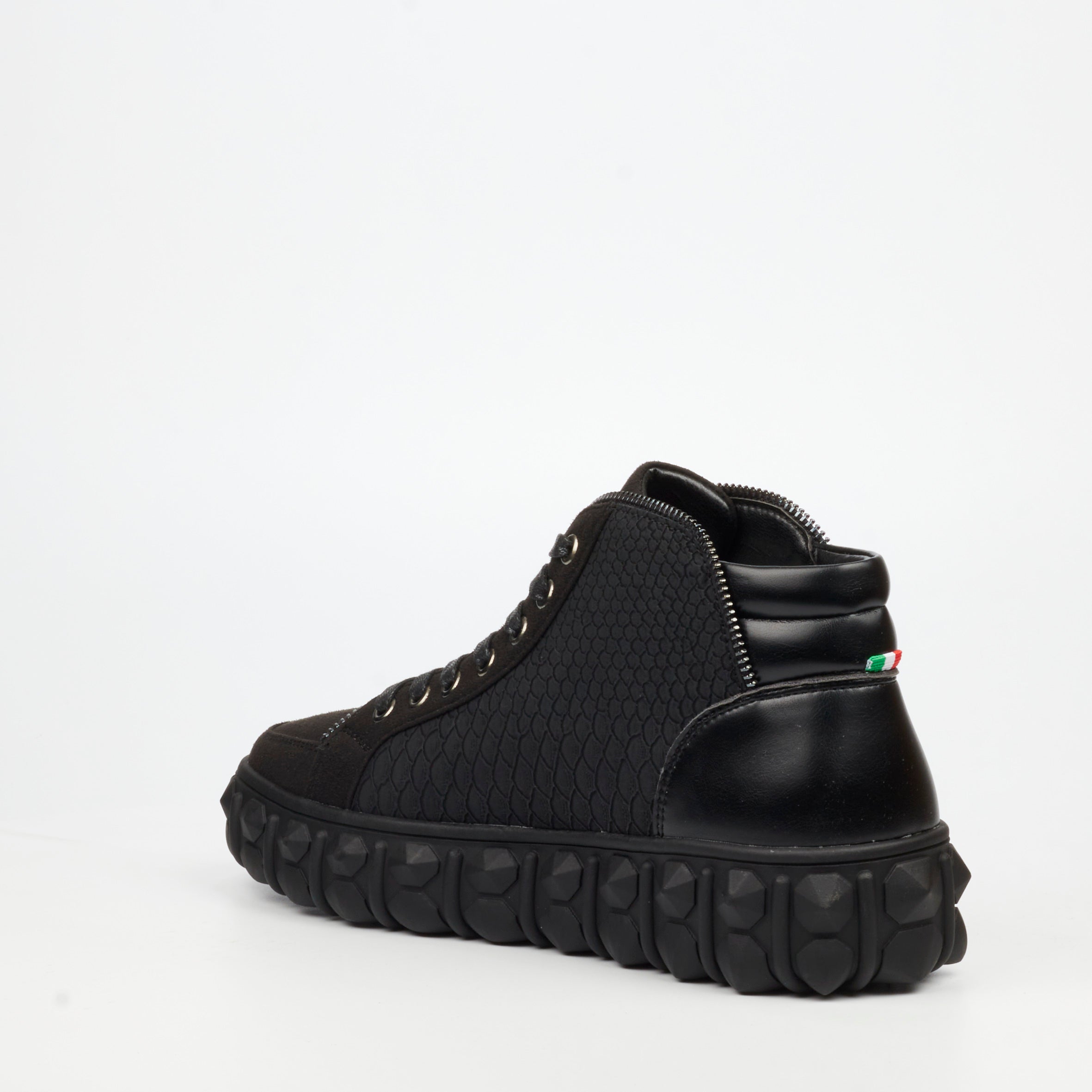 Mazerata Pigale 15 Faux Suede / Print Ankle Boot - Black footwear Mazerata
