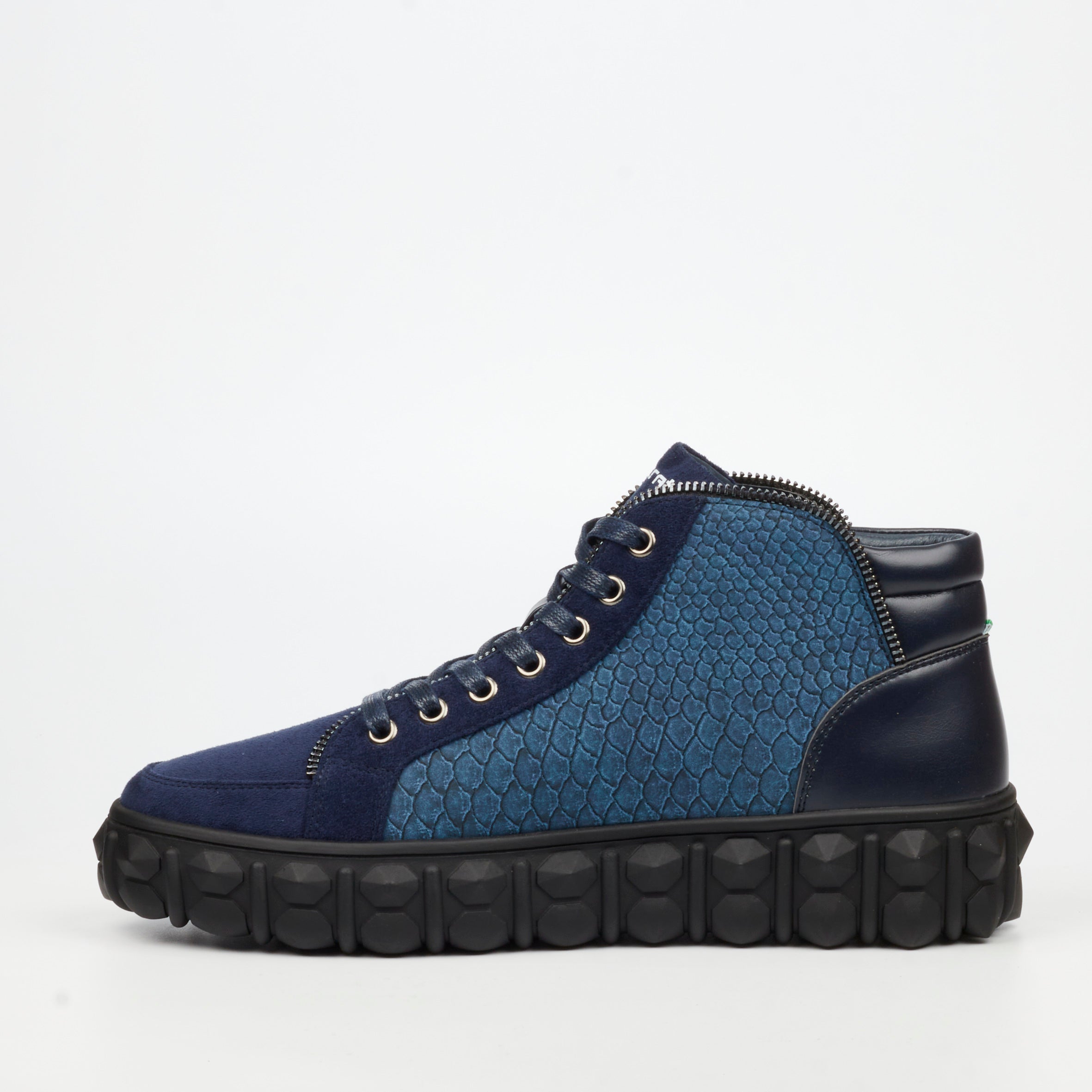 Mazerata Pigale 15 Faux Suede / Print Ankle Boot - Navy footwear Mazerata